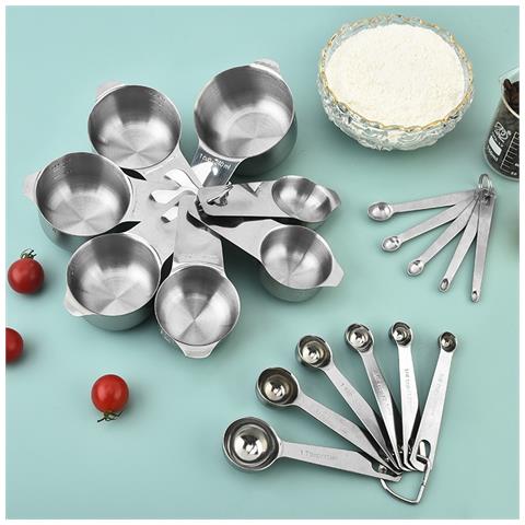 Set Di 7 Misurini E Cucchiai Dosatori In Acciaio Inossidabile Per Cucinare E Cuocere - Foto 2