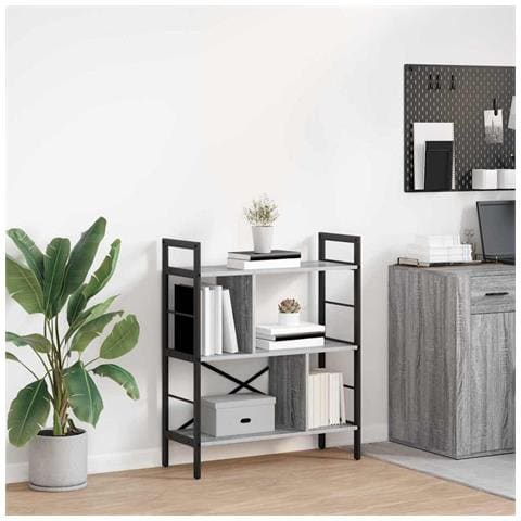Libreria Grigio Sonoma 75 x 30 x 91 cm Legno multistrato - Foto 2