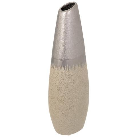 Vaso In Ceramica Argento 12x7x35h - Foto 1