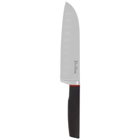 Coltello Santoku Professionale Living - Acciaio Inox Alta Qualità - Manico Antiscivolo ergonomico nero e rosso - per tagli precisi di pesce, carne verdura - Made in Italy - Foto 1