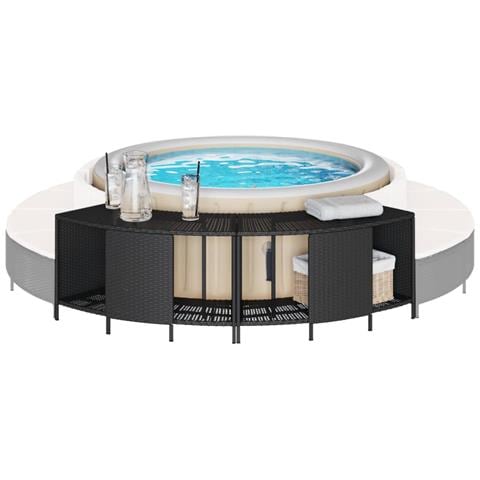 Scaffali Portaoggetti Vasca Idromassaggio 2pz Polyrattan Nero - Foto 2