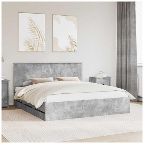 Struttura del letto con cassetto Grigio cemento 180 x 200 cm - Foto 2