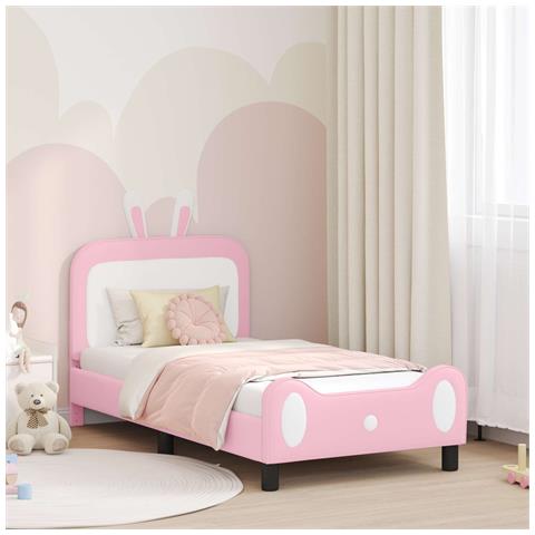 Struttura letto bambini con testata Rosa 80 x 160 cm PU - Foto 2