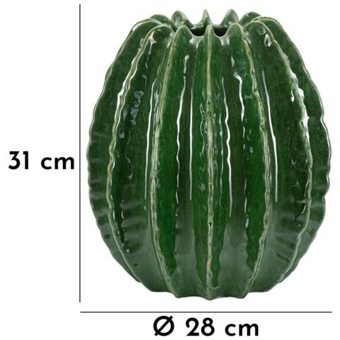 Vaso Cactus Ball In Ceramica Verde A Forma Di Cactus Globoso - Foto 7