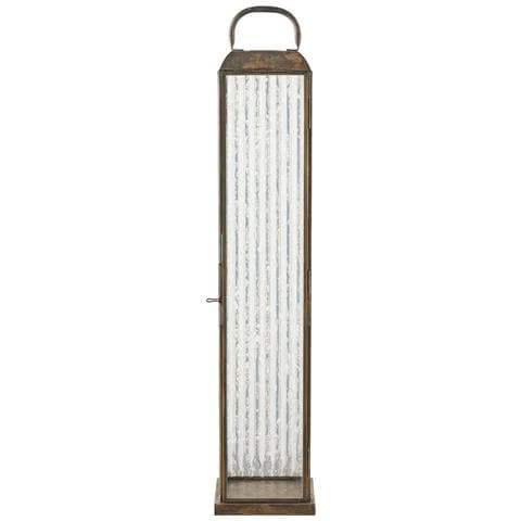 Lanterna Alta Herslev In Vetro E Metallo Effetto Ottone Antico 12x12x60 Cm - Foto 1