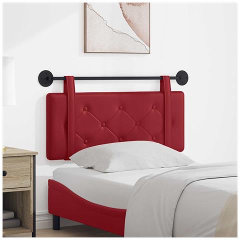 Testata appesa Rosso Vino 100 cm Pelle Sintetica - Foto 2