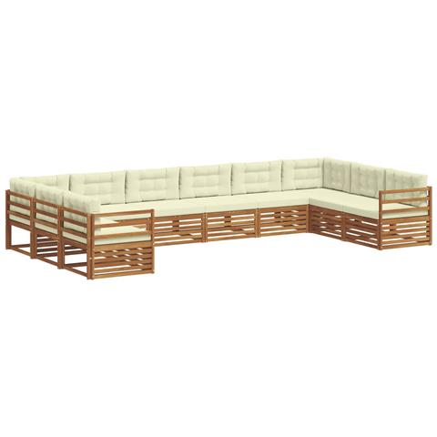 Set divani 10 pcs Naturale e Crema Legno di Acacia Massello - Foto 1