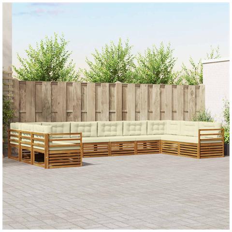 Set divani 10 pcs Naturale e Crema Legno di Acacia Massello - Foto 2