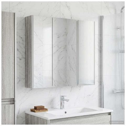 Mobiletto per specchio da bagno con lo scaffale Grigio Sonoma - Foto 2