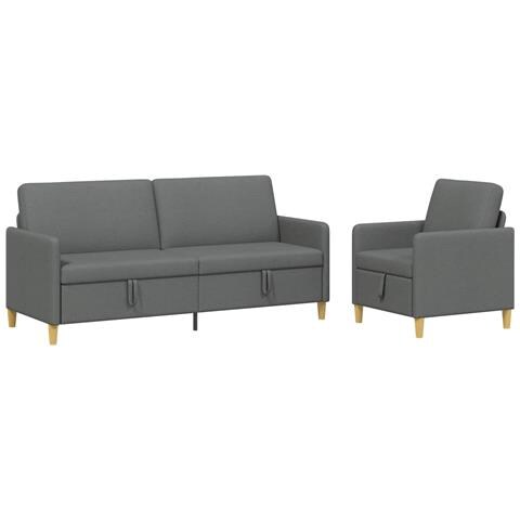 Set di Divani con Storage 2 pcs Grigio Scuro Poliestere - Foto 1