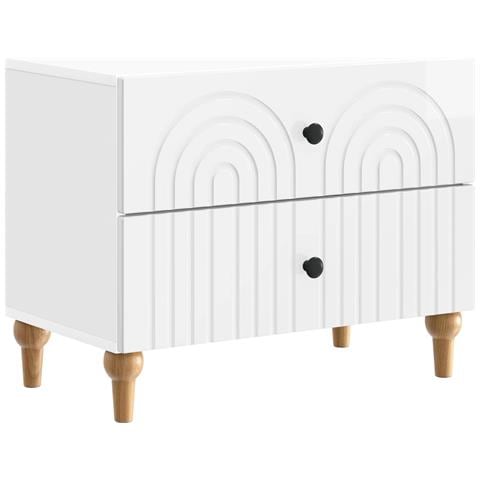 Armadio da Notte con cassetto Bianco Lucido 62 x 34,5 x 48 cm - Foto 1