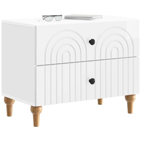 Armadio da Notte con cassetto Bianco Lucido 62 x 34,5 x 48 cm - Foto 2