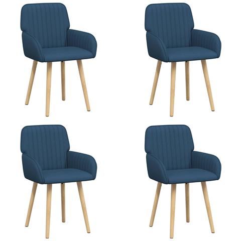 Sedie da pranzo 4 pcs Tessuto Blu 56,5 x 50 x 87,5 cm - Foto 1