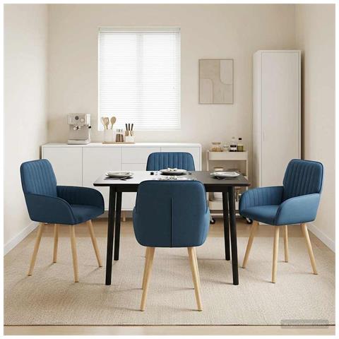 Sedie da pranzo 4 pcs Tessuto Blu 56,5 x 50 x 87,5 cm - Foto 2