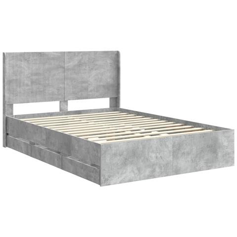 Struttura del letto con stoccaggio e testata Grigio Cemento - Foto 10