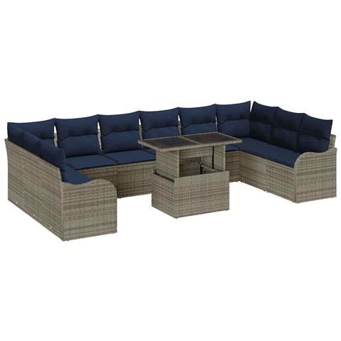 Set Divano da Giardino 11 pz Grigio Poly Rattan - Foto 1