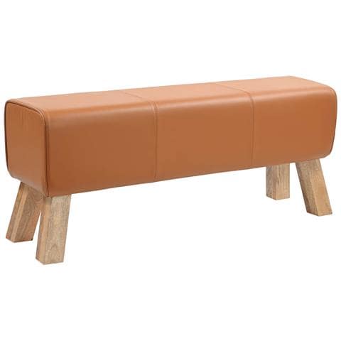 panchina 110 x 30 x 45 cm Pelle Vera Marrone - Foto 1