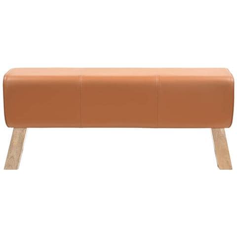 panchina 110 x 30 x 45 cm Pelle Vera Marrone - Foto 2