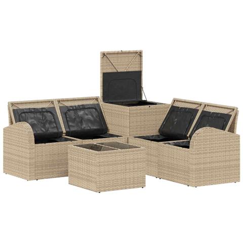 Set di divani 6 pz Beige e Grigio Chiaro - Foto 2