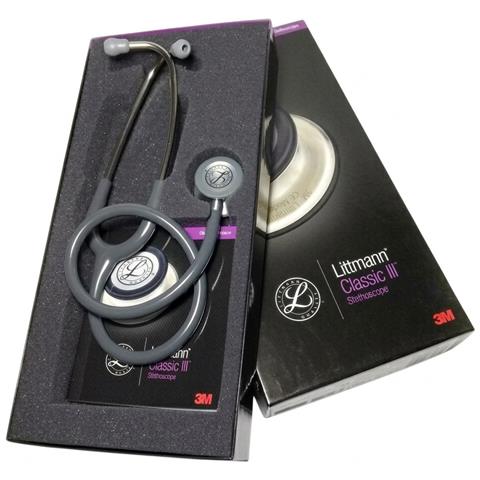 Stetoscopio Littmann Classic Iii 5621 Professionale Tubo Grigio Doppia Testa Acustica Adulto Pediatrico Oem - Foto 5