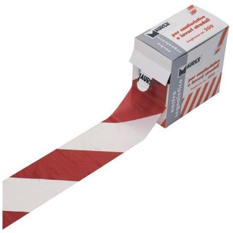 Nastro segnaletico per lavori stradali colore bianco-rosso, 200 mt - Foto 1