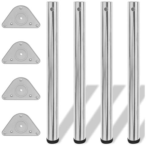 Set 4 Gambe Cromate Tavolo Regolabili Con Staffe Triangolari 710 Mm - Foto 1