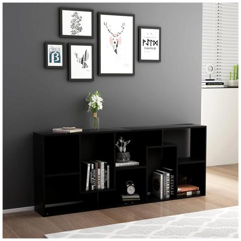 Libreria Nera 67x24x161 cm in Legno Multistrato - Foto 2