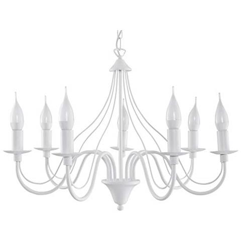 Minerwa 7 - Lampadario In Acciaio, Colore: Bianco - Foto 1