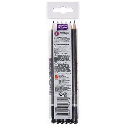 Le Matite Derwent Academy Grafite Di Schizzo Set Di Gradi 6 Portafoglio 3b-2h 2.300.086 - Foto 3