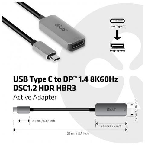 CAC-1567 cavo di interfaccia e adattatore USB Type C DisplayPort Nero, Argento - Foto 2