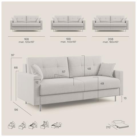 Megan Divano Letto Matrimoniale In Microfibra Smacchiabile T11 Nero - Foto 13