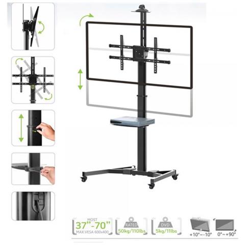 Supporto Da Pavimento Con Mensola Tv / led / lcd 37''-70'' Nero - Foto 3