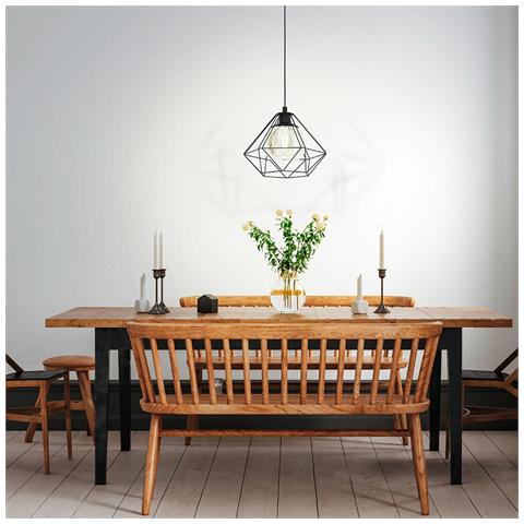 Lampadario Industrial Vernham Piccolo 1 Luce Acciaio Nero - Foto 1