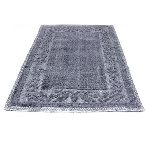 Tappeto Casa Bagno Cucina Cotone Tinta Unita Disegno Annette Colore Grigio 120x180 Grigio - Foto 1