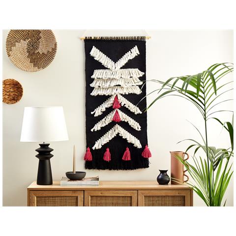 Decorazione Da Parete In Tessuto Pakpattan Rettangolare Cotone Nero - Foto 1