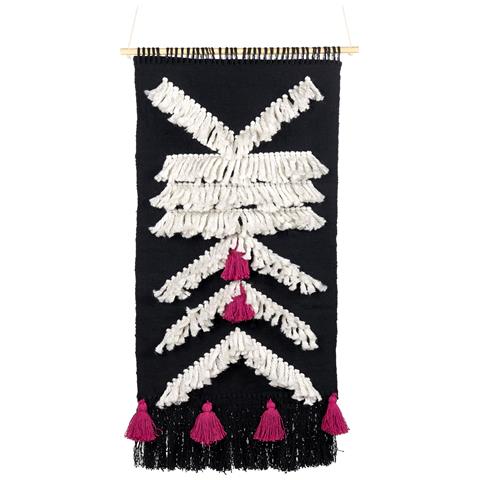 Decorazione Da Parete In Tessuto Pakpattan Rettangolare Cotone Nero - Foto 2