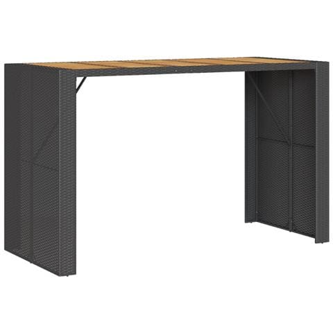 Tavolo Bar da Giardino Piano in Acacia 185x80x110 cm Polyrattan - Foto 2