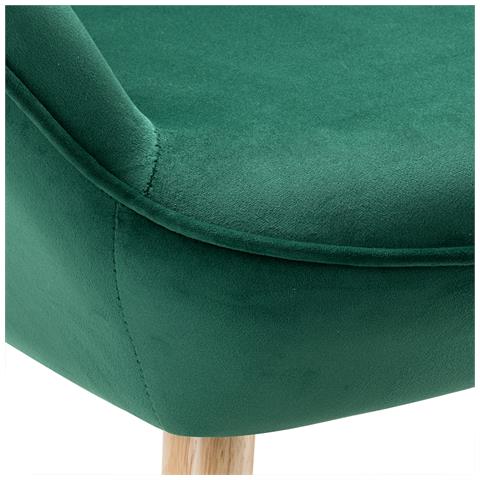 Poltrona Con Sgabello Da Salotto In Velluto Verde Sedia Con Poggiapiedi Moderno - Foto 5