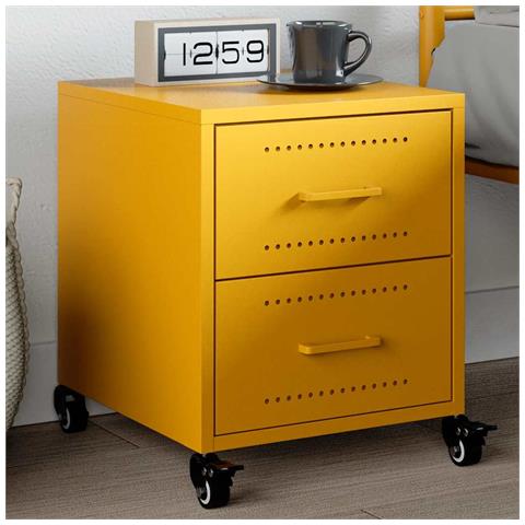 Comodino Giallo Senape 36x39x43,5 cm in Acciaio - Foto 10