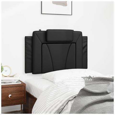 Cuscino Testiera Nero 80 Cm In Similpelle - Foto 3