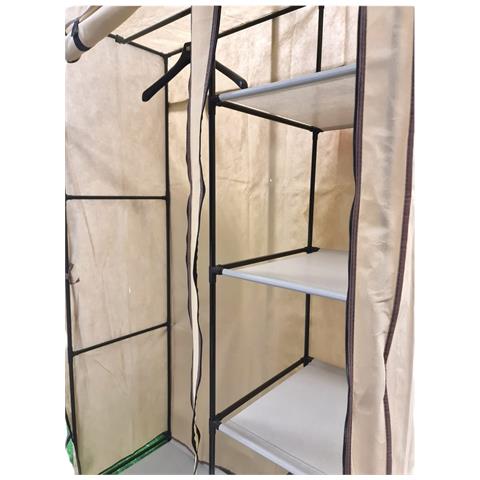 Armadio Guardaroba In Tessuto Con Ripiani Basic - Foto 4