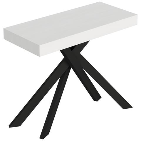 Consolle Allungabile 90x40/196 Cm Saki Small Bianco Frassino Gambe Antracite - Foto 1