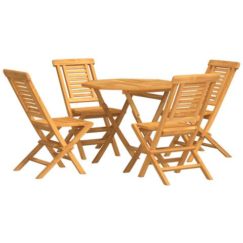 Set da Pranzo per Giardino 5 pz in Legno Massello di Teak - Foto 1