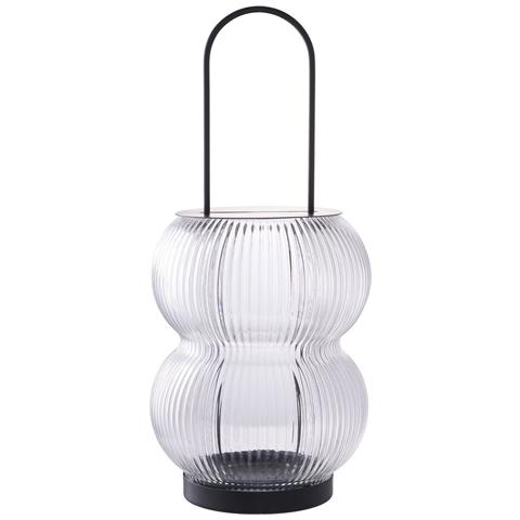 Lanterna Lucena - Nero - Vetro - 16x16x36 Cm - Foto 1