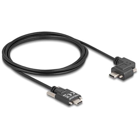 Cavo USB 2.0 USB Type-C maschio con viti per USB Type-C maschio con viti con angolazione sinistra / destra PD 3.0 60 W 2 m - Foto 1