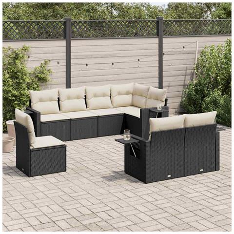 Set Divani Da Giardino Con Cuscini 8 Pz Nero In Polyrattan - Foto 2