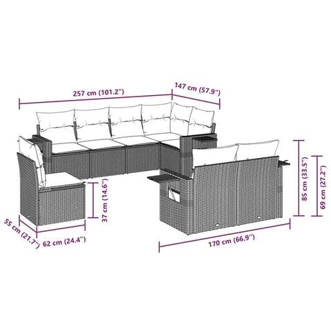 Set Divani Da Giardino Con Cuscini 8 Pz Nero In Polyrattan - Foto 3