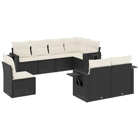 Set Divani Da Giardino Con Cuscini 8 Pz Nero In Polyrattan - Foto 1