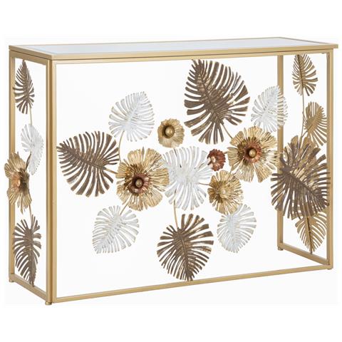 Tavolo Consolle Foglia 71 - Multicolore - Metallo - 113x40x80 Cm - Foto 1
