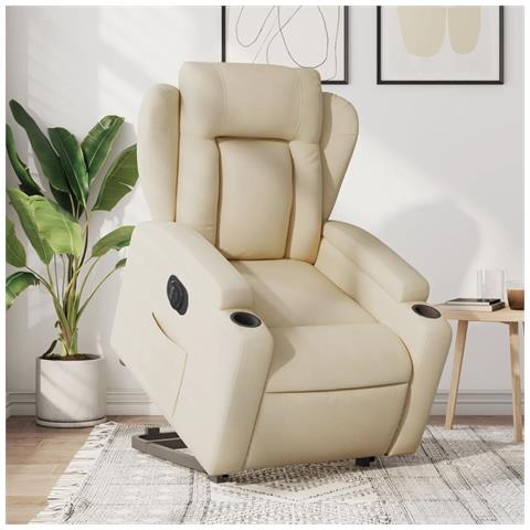 Lusso Casadino -  Poltrona Alzapersona Reclinabile Elettrica Crema In Tessuto - Foto 8